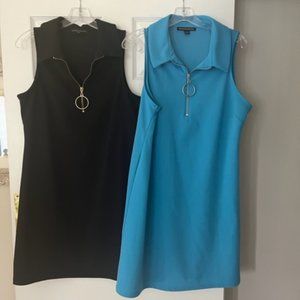 BOSTON PROPER Zippered Front Sleeveless Collared Dress x 2
